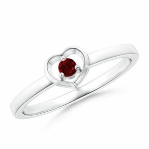 Ruby heart silver ring